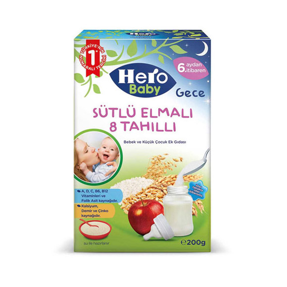 غذای کمکی هرو بیبی ترکیه با طعم شیر و سیب ۲۰۰ گرمی