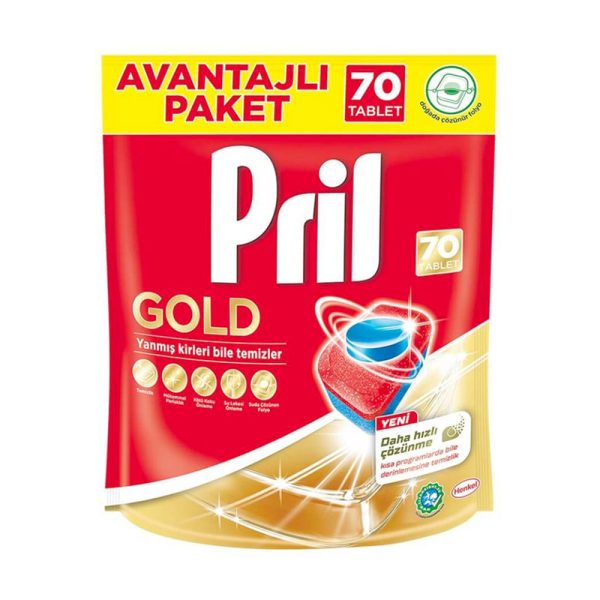 قرص ماشین ظرفشویی پریل Pril مدل Gold بسته 70 عددی