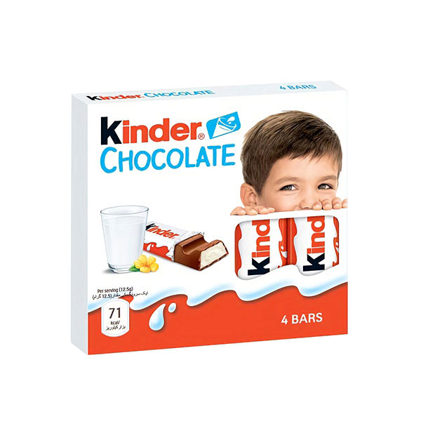 شکلات شیری کاکائویی کیندر Kinder بسته 4 عددی وزن 50 گرم