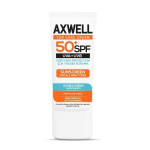 کرم ضد آفتاب و ضد لک تیوپی آکسول SPF50 حجم 50 میلی لیتر
