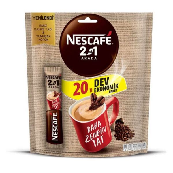 قهوه فوری بدون قند نسکافه 2 در 1 بسته ۲۰ عددی