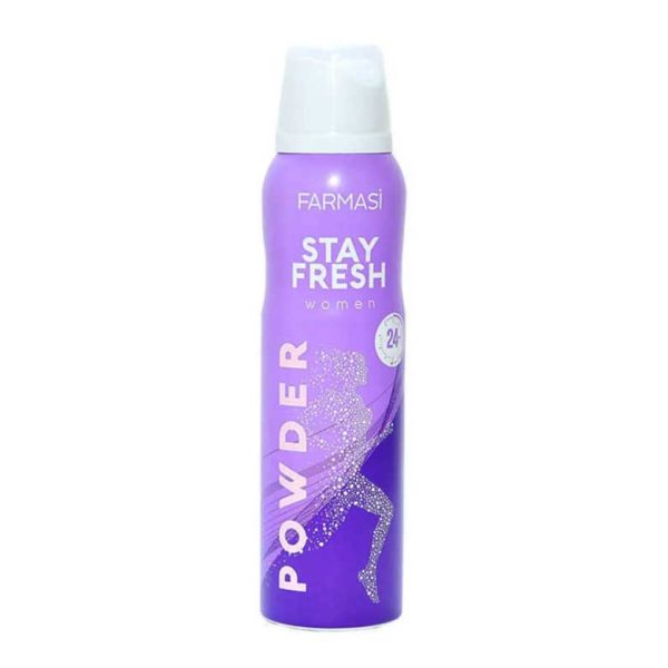 اسپری دئودورانت STAY FRESH زنانه 24 ساعته فارماسی مدل POWDER حجم 150 میلی لیتر