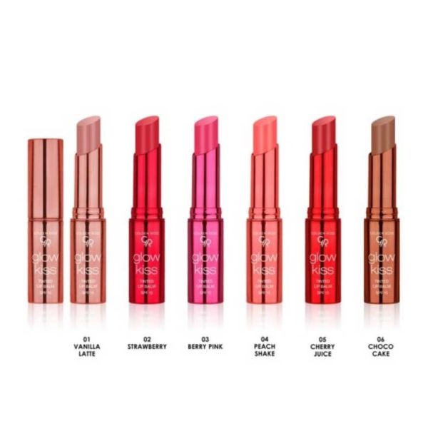 تینت لب جامد گلدن رز مدل GLOW KISS رایحه توت فرنگی 02