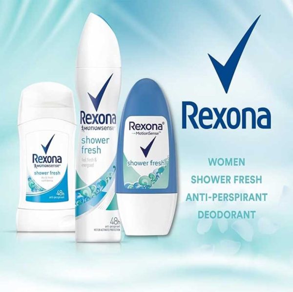 مام رول ضد تعریق زنانه رکسونا مدل shower fresh آبی 48 ساعته 50 میلی لیتر