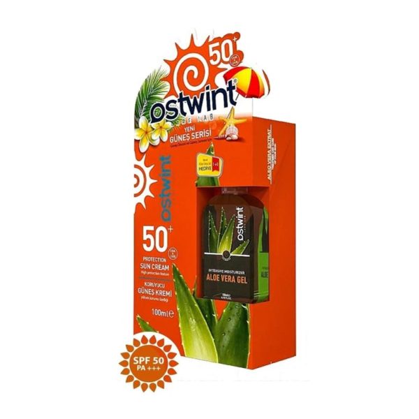 پک کرم ضدآفتاب +SPF50 و ژل آلوئه ورا استوینت Ostwint حجم 100 میلی لیتر