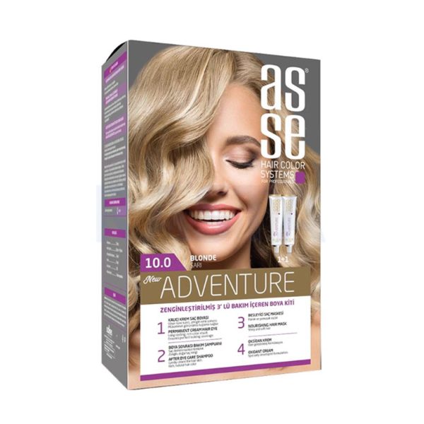 کیت رنگ مو بدون آمونیاک آسه ASSE مدل Adventure شماره 10.0
