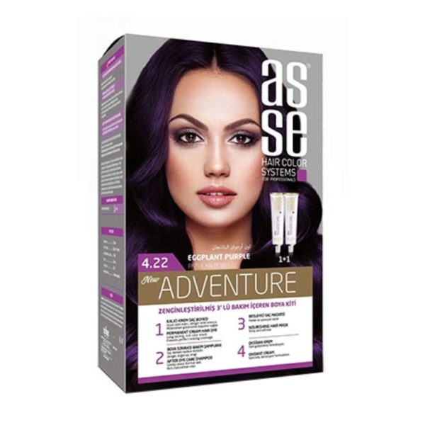 کیت رنگ مو بدون آمونیاک آسه ASSE مدل Adventure شماره 4.22