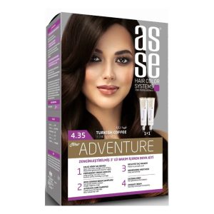 کیت رنگ مو بدون آمونیاک آسه ASSE مدل Adventure شماره 4.35