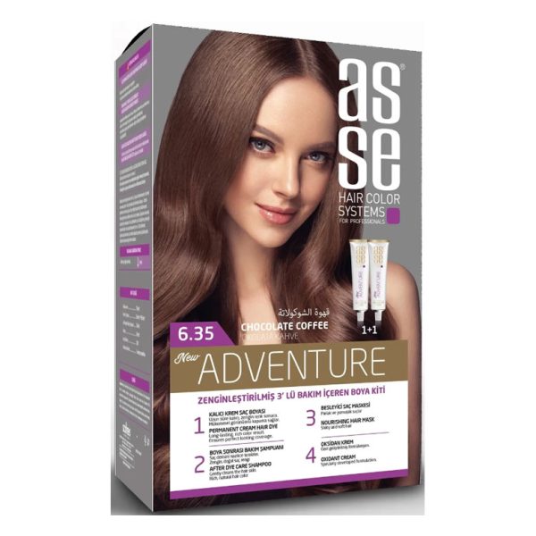 کیت رنگ مو بدون آمونیاک آسه ASSE مدل Adventure شماره 6.35