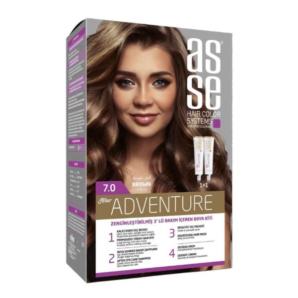 کیت رنگ مو بدون آمونیاک آسه ASSE مدل Adventure شماره 7.0
