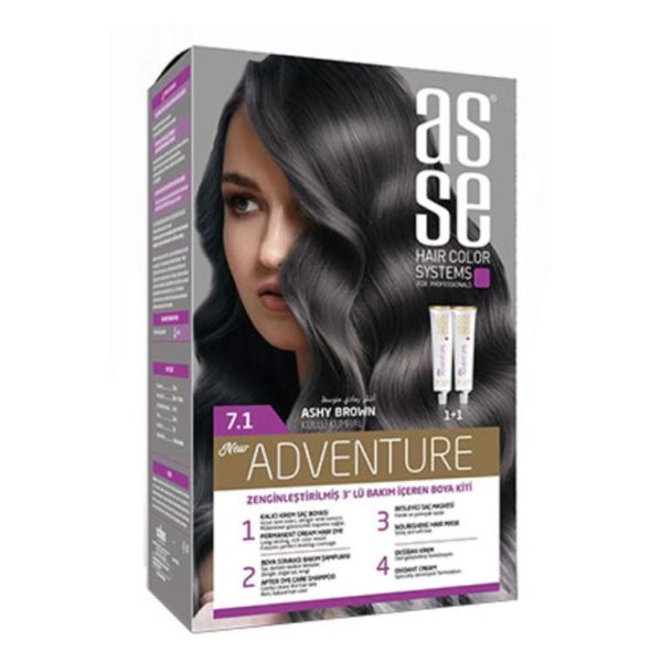 کیت رنگ مو بدون آمونیاک آسه ASSE مدل Adventure شماره 7.1
