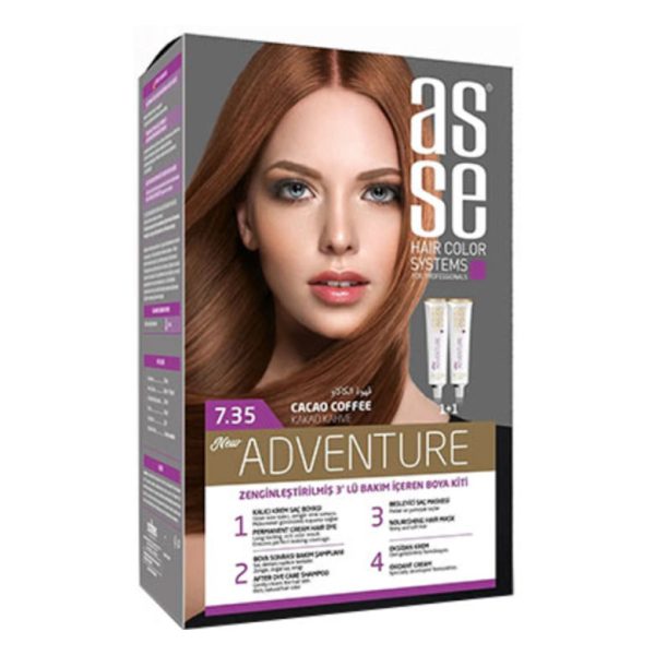 کیت رنگ مو بدون آمونیاک آسه ASSE مدل Adventure شماره 7.35