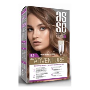 کیت رنگ مو بدون آمونیاک آسه ASSE مدل Adventure شماره 8.3