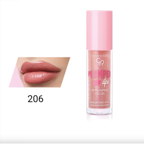 رژ لب مایع حجم دهنده گلدن رز مدل Plumped شماره 206